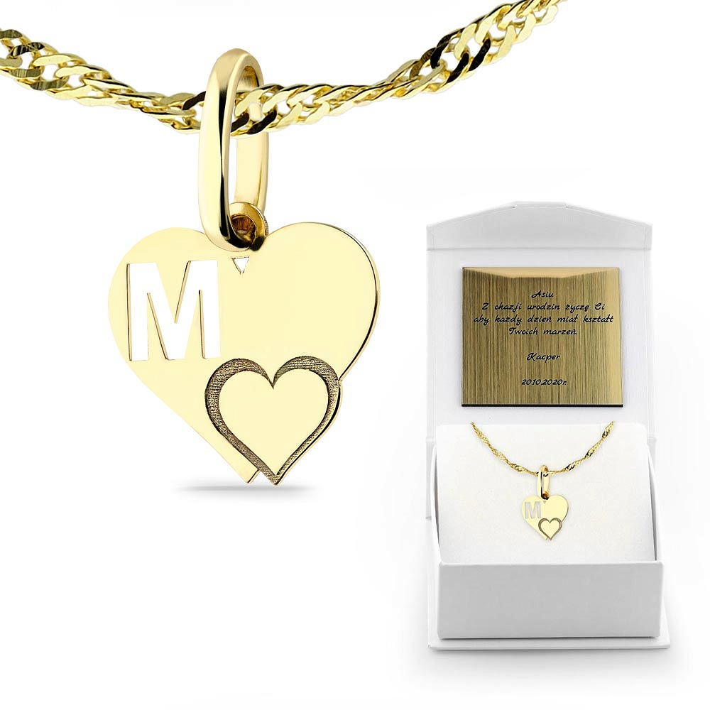 Řetízek Přívěsek Řetízek 585 S Písmenem M, Personalizované Gravírování