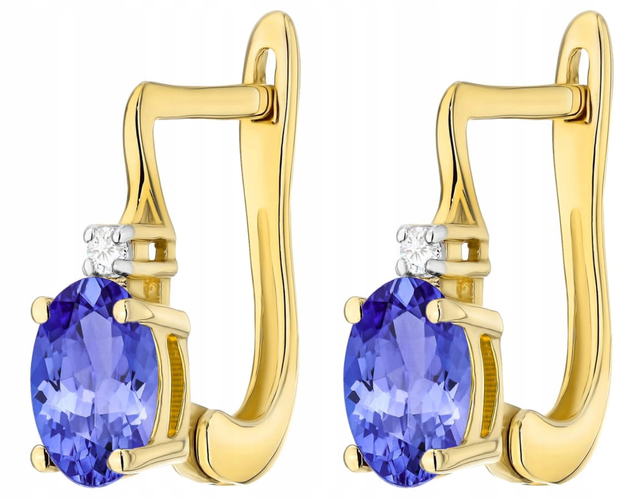 Zlaté Náušnice S Briliantem A Tanzanitem, Anglické Zapínání, Gravírování, Bonus