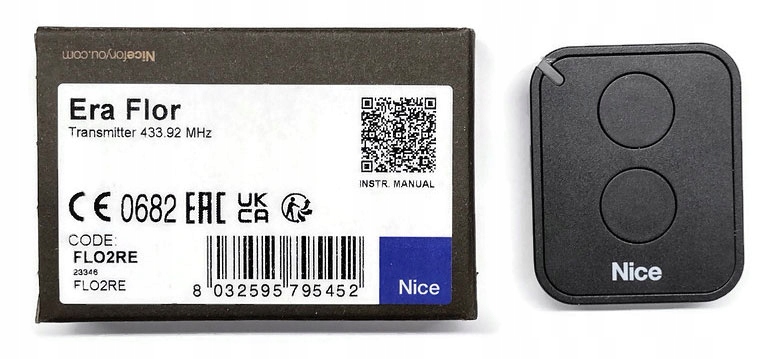 Pilot NICE Flor FLO2RE 2-kanałowy Era Flor, Do Bramy, Bateria, ORYGINALNY Rodzaj Pilot