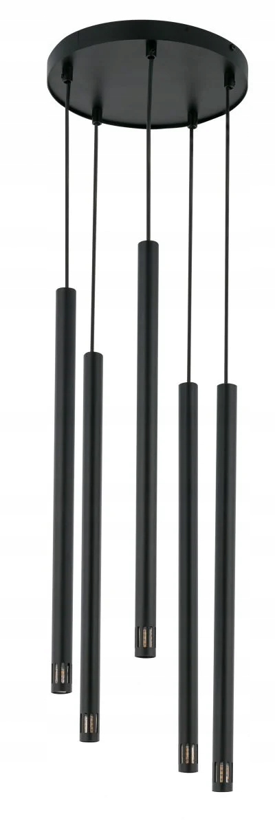 Moderná závesná lampa čierna, okrúhla, 5 rúrok, moderná do obývačky Sigma
