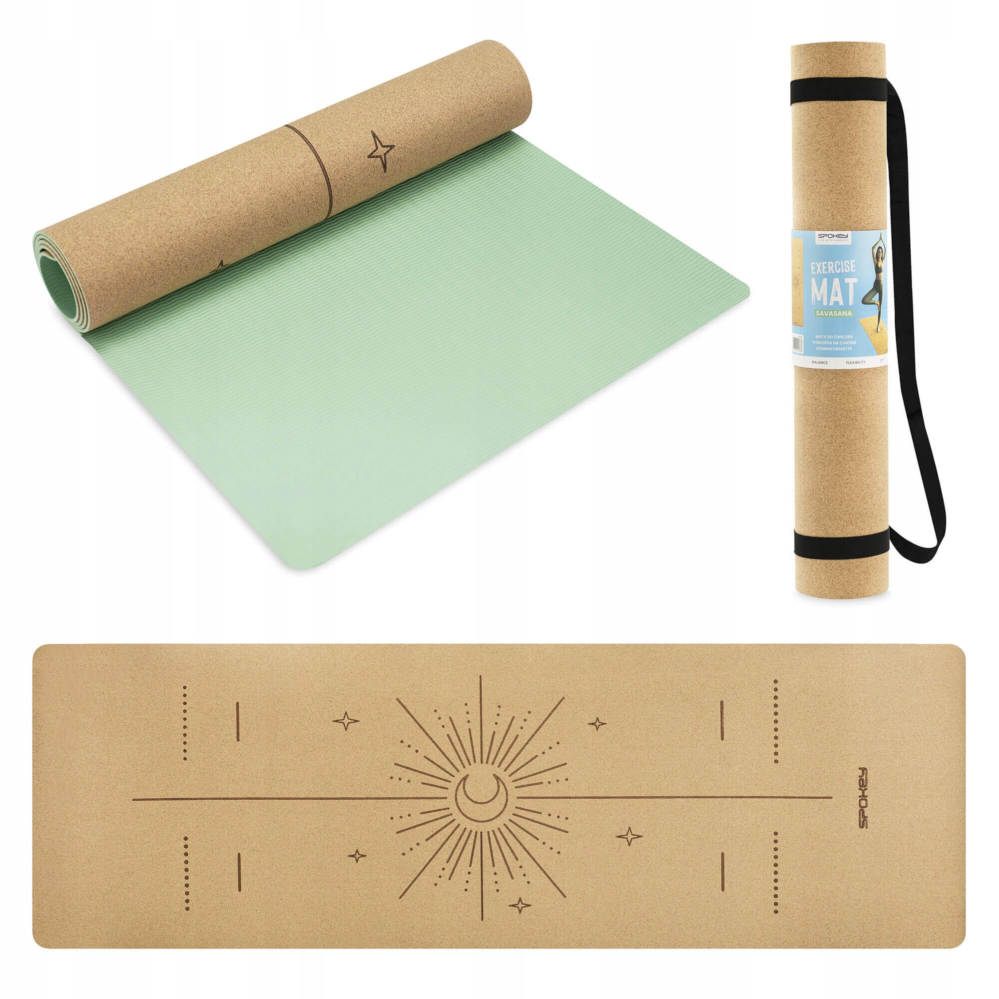Mata Do Ćwiczeń Jogi Pilatesu Antypoślizgowa Spokey Savasana 4 MM Korkowa