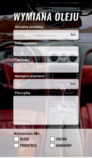 

100x Zawieszka serwisowa wymiana oleju Premium
