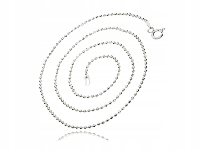 

Dmaientowany Srebrny Łańcuszek Kulkowy Kulki 45CM