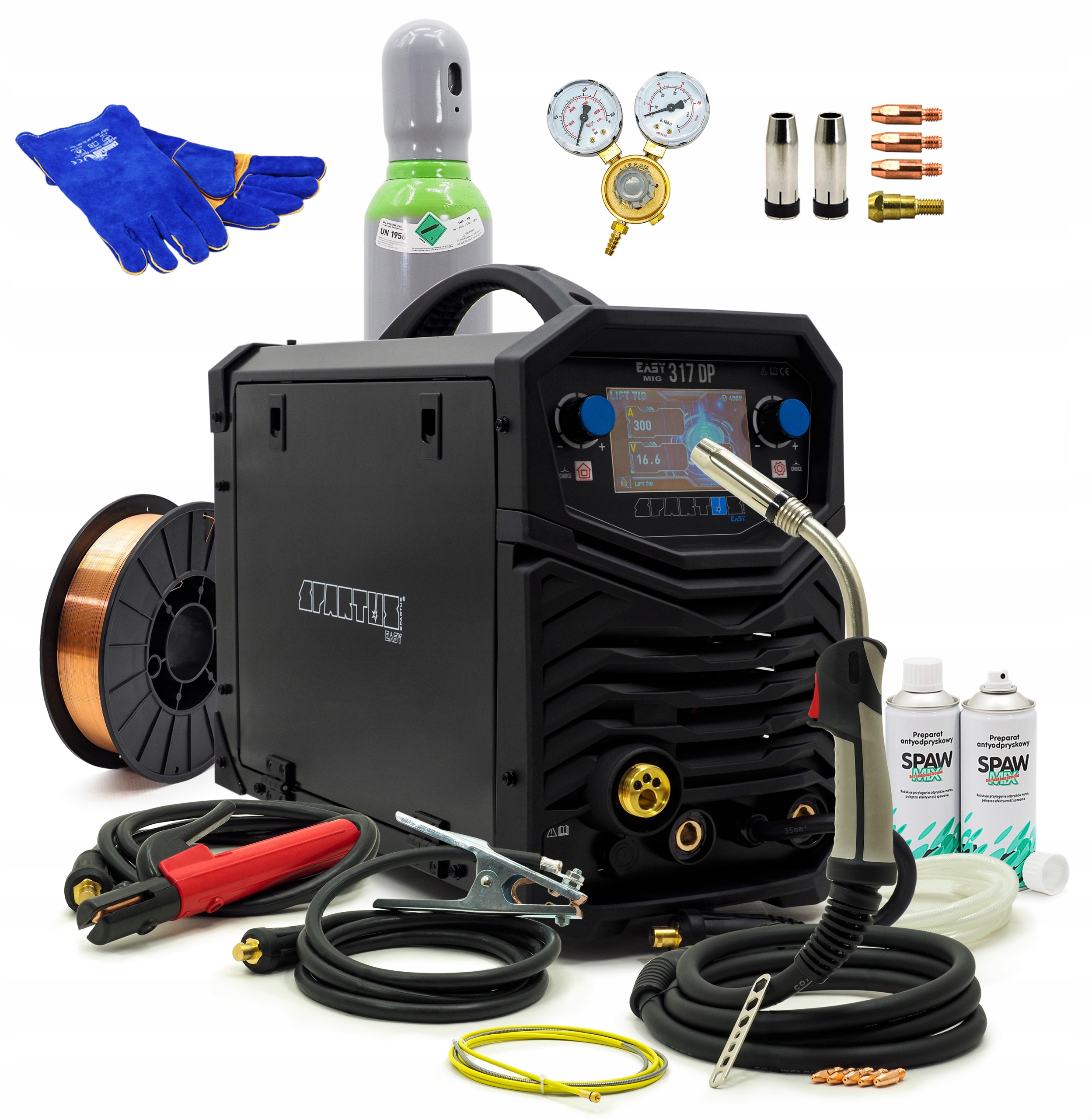 ZESTAW SPARTUS EasyMIG 317 DP Dual Puls 317DP 400V 300A SYNERGIA BUTLA DRUT