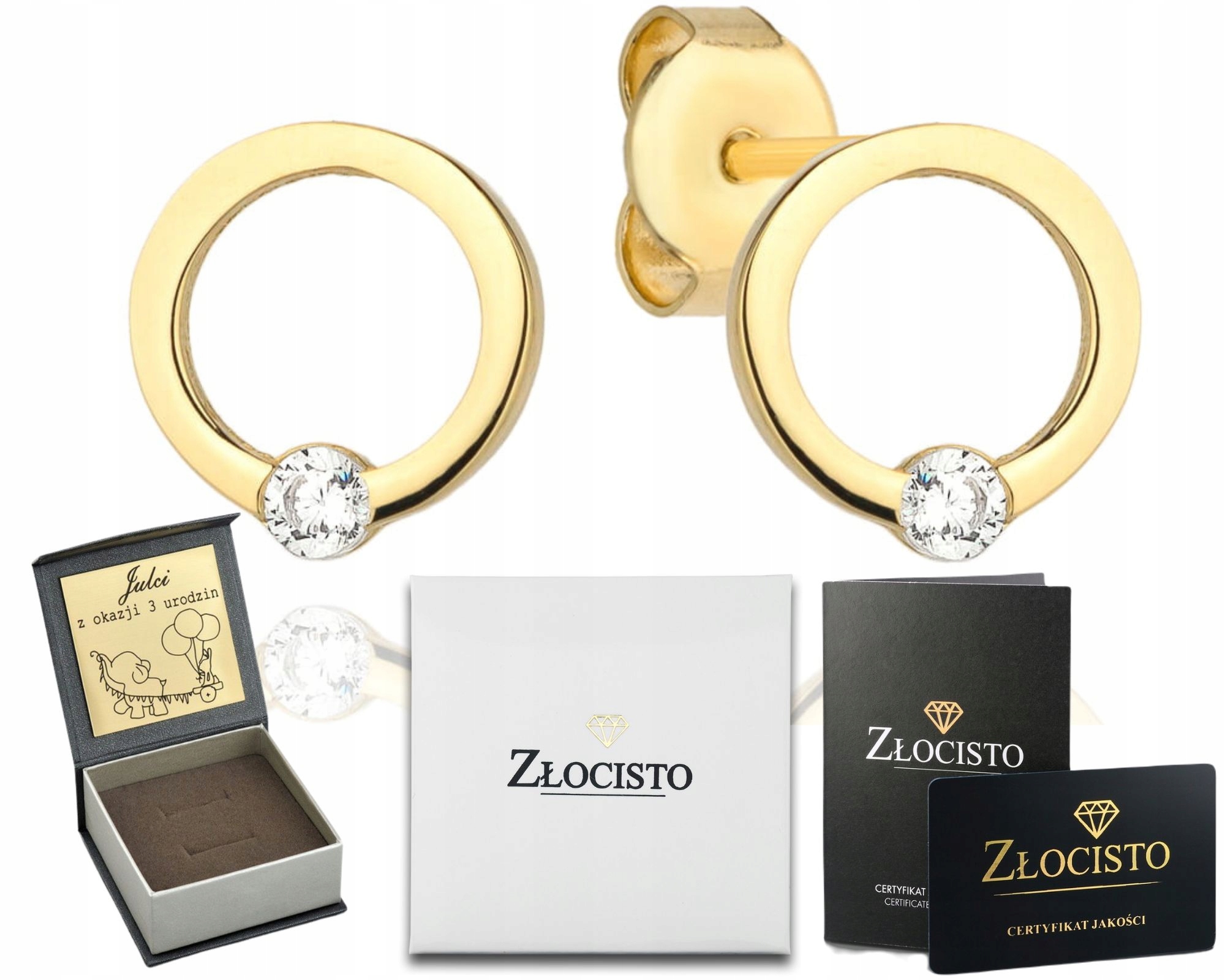 Zlaté Náušnice Kroužky 585 Gravírování