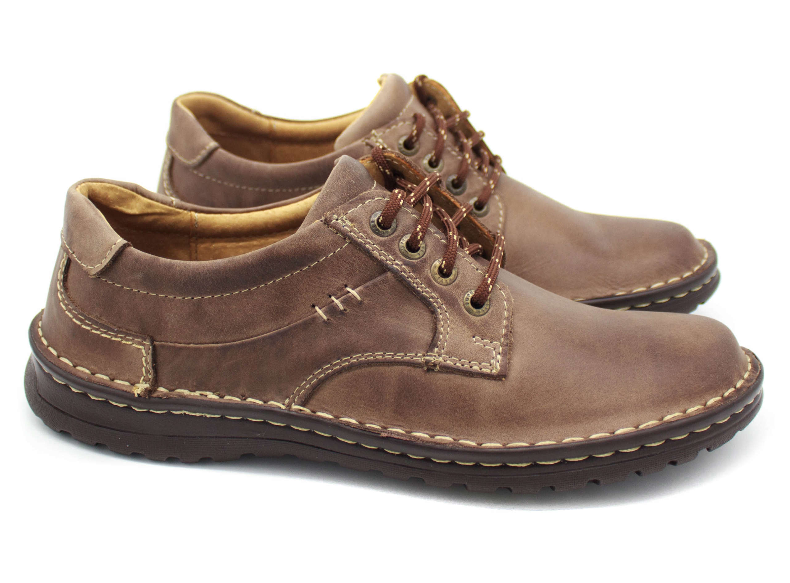 PÓŁBUTY MĘSKIE SKÓRZANE SZYTE 040 BRĄZ 41 Model 040