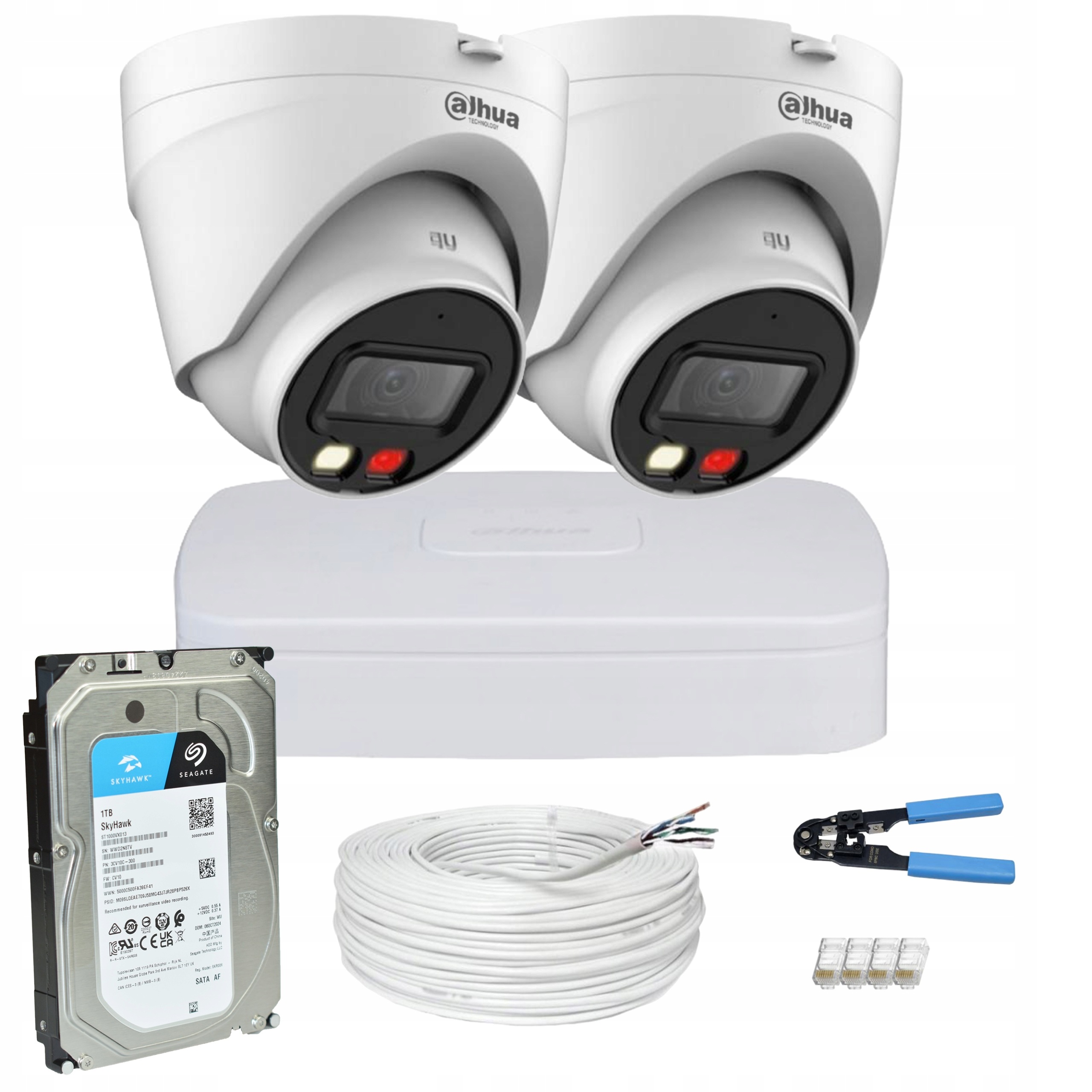Monitorovanie Ip PoE Dahua Registrátor 2 Vonkajšie Kamery 4MPX Dual
