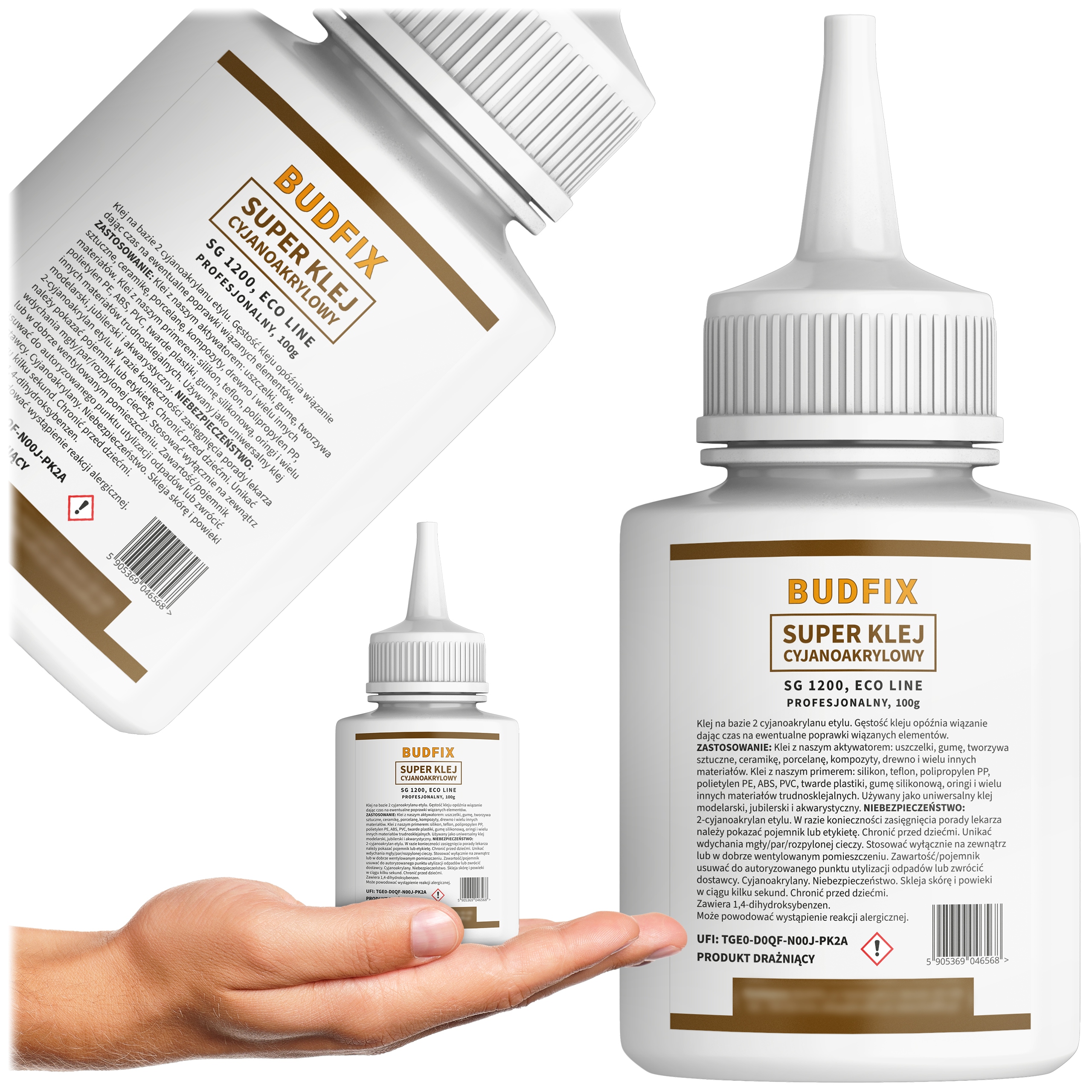 Klej Cyjanoakrylowy Sekundowy Gęsty 100g do Drewna Plastiku Skóry Mdf Metal