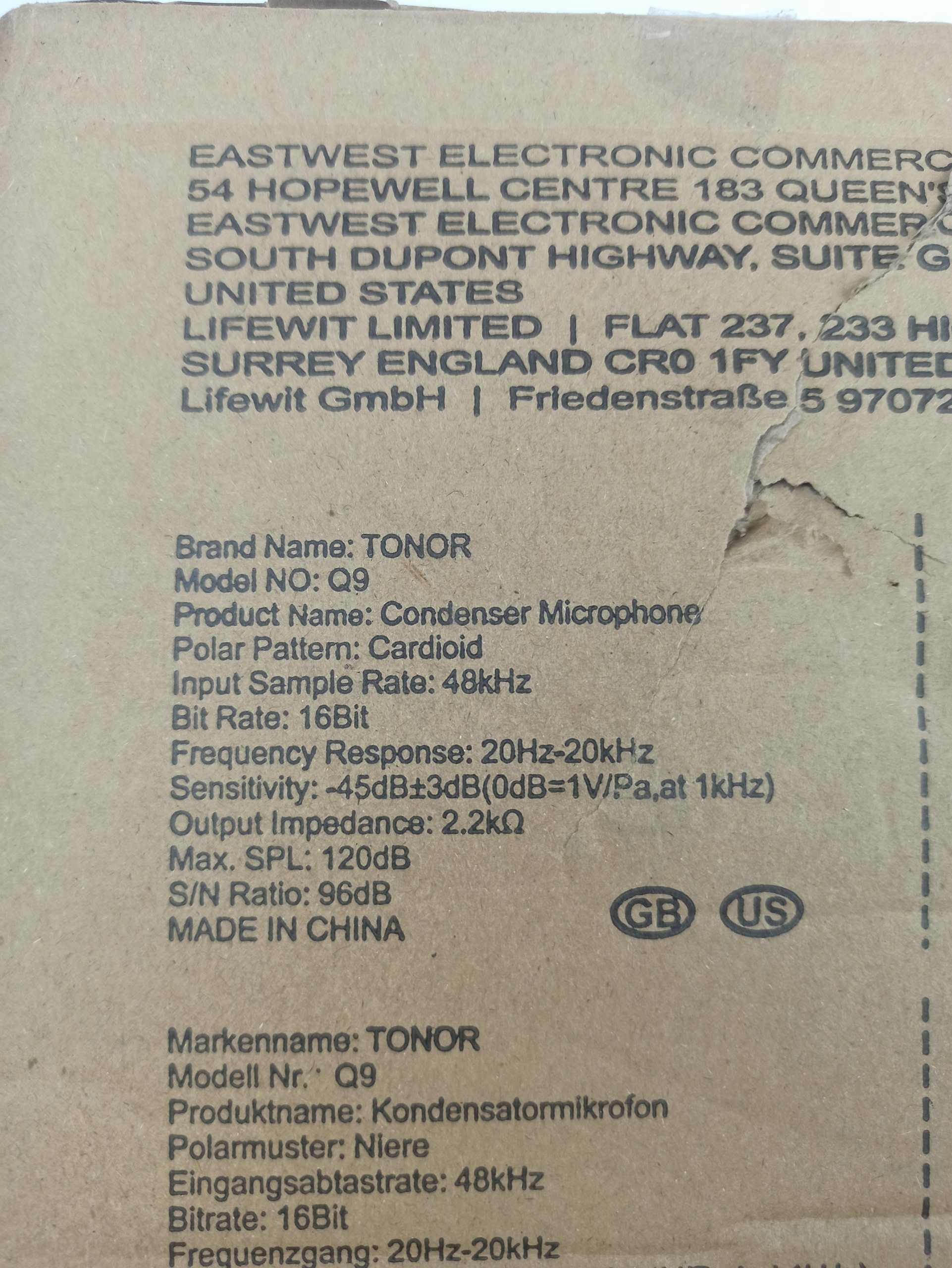 Mikrofon Pojemnościowy Studyjny Tonor Q9 Marka Tonor