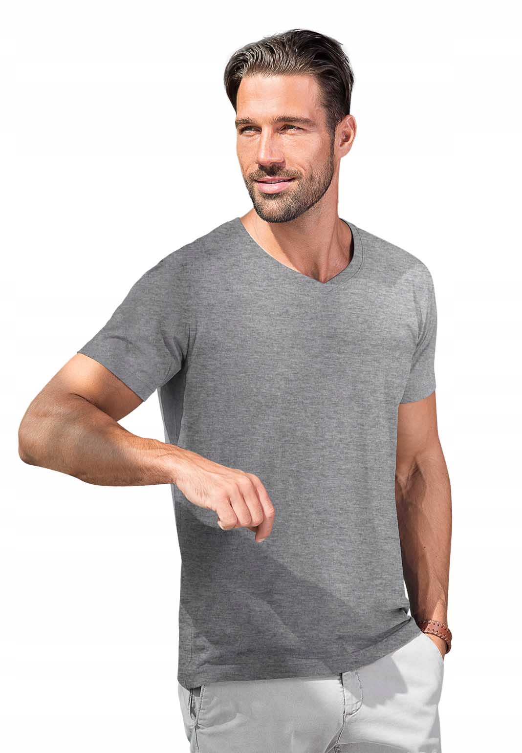 

Miękki bawełniany T Shirt męski Slim Fit szary S