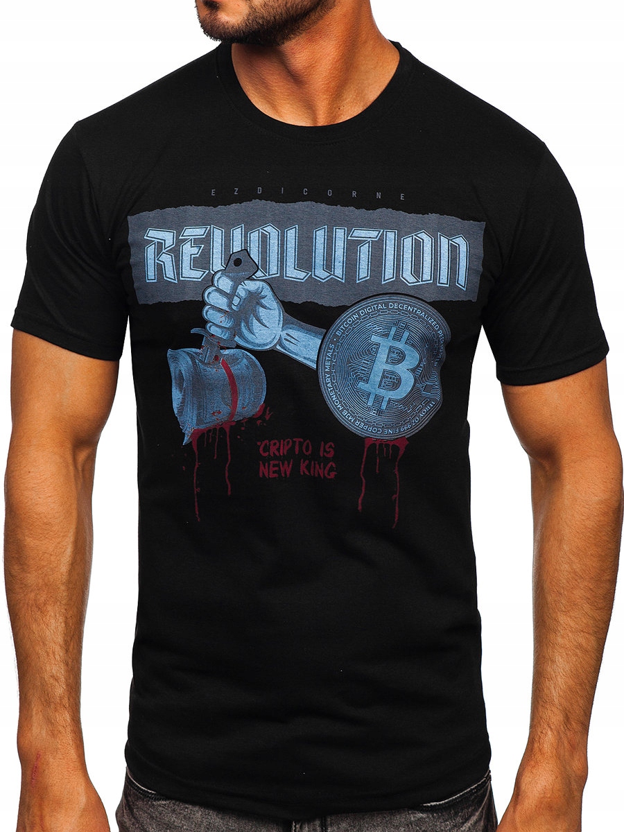 

T-shirt Męski Z Nadrukiem Czarny 14498 DENLEY_2XL