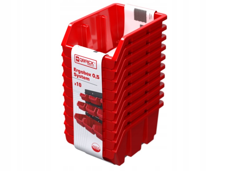 Zestaw pojemników Qbrick Regular Ergobox 0.5 System Czerwony (10 szt.)