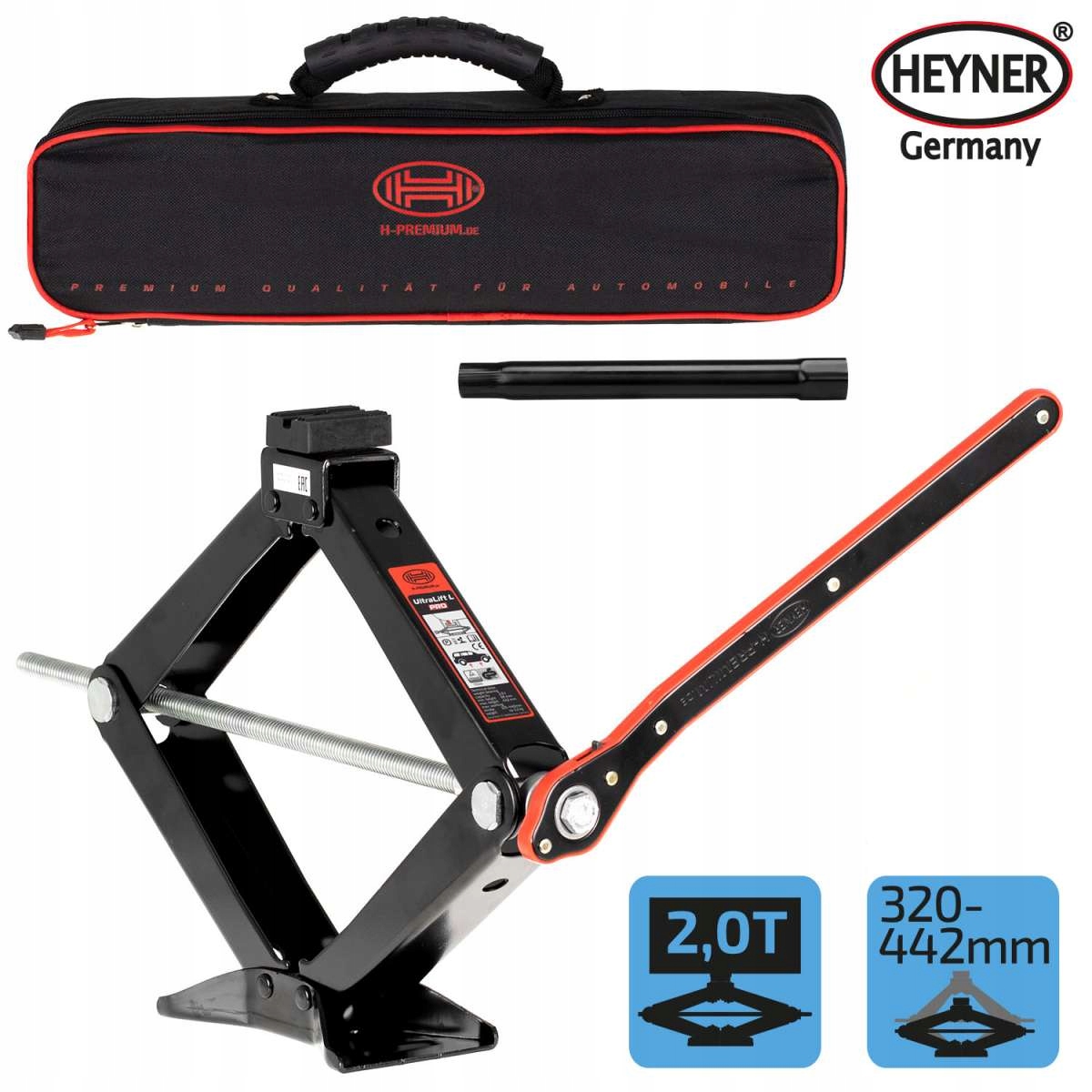 Podnośnik HEYNER TRAPEZOWY LEWAREK Black Edition 2,0t Udźwig 2000 kg