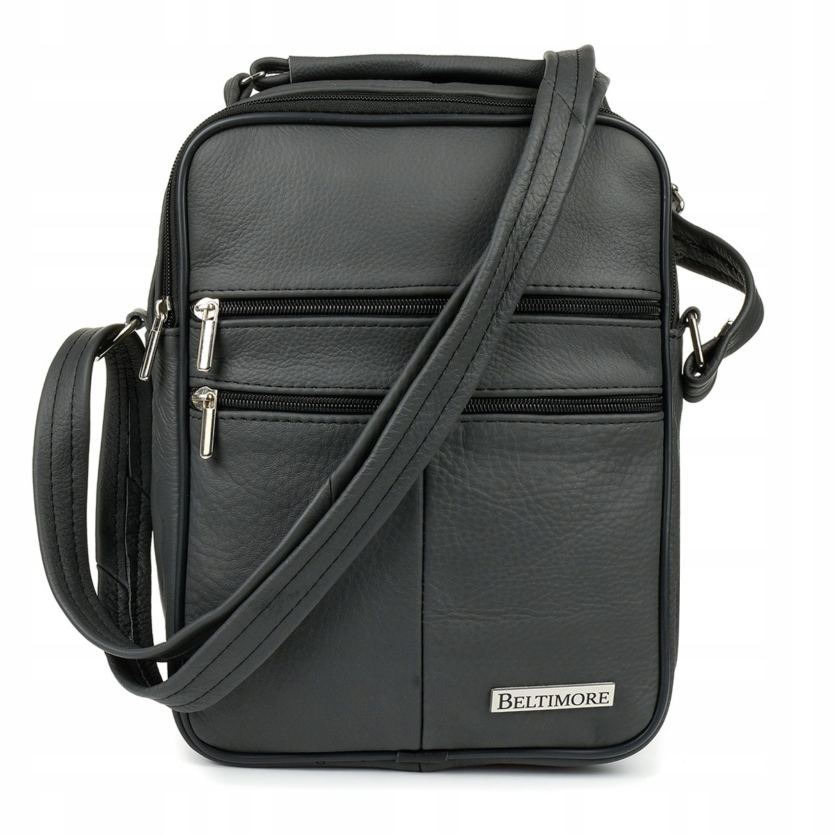 Pánská kožená taška s praktickou reportovkou, šedá Beltimore