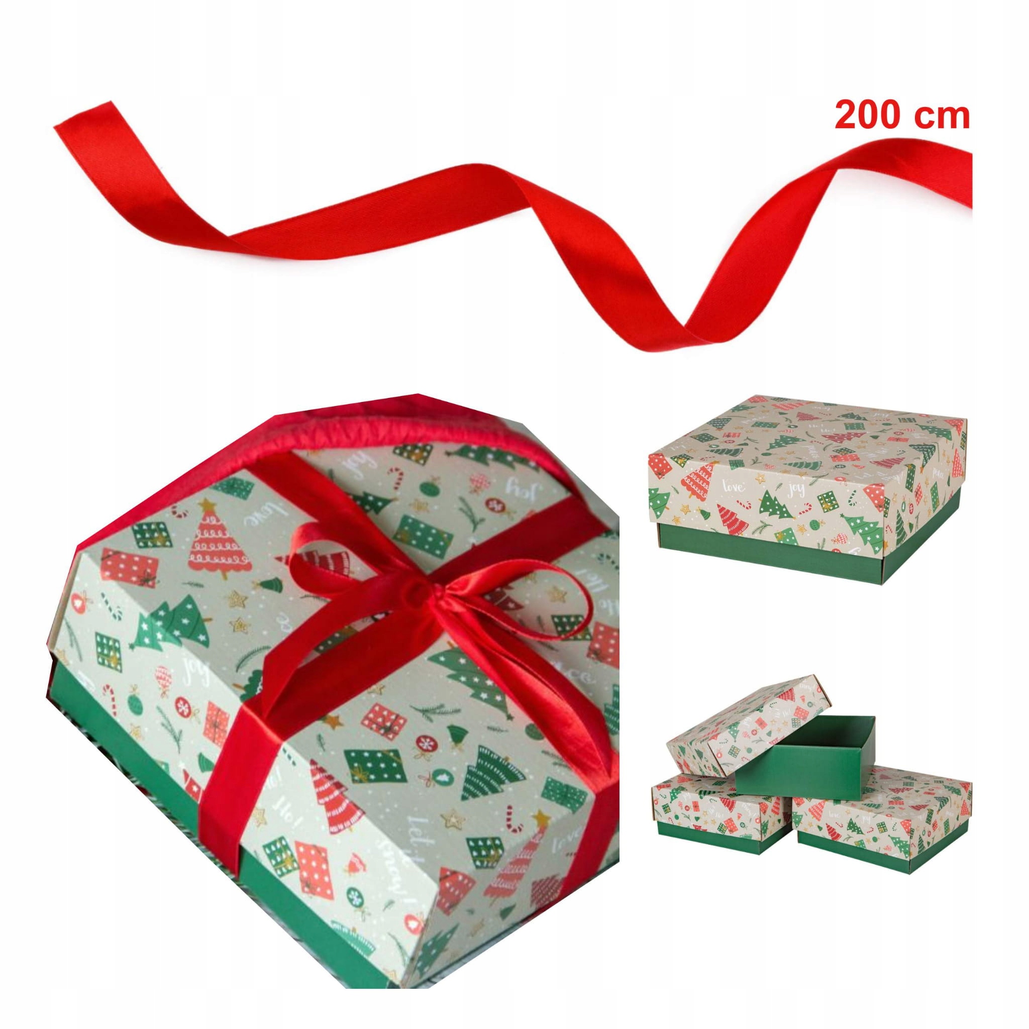 

Pudełko Prezentowe Świąteczne 200x200x85 Wstążka