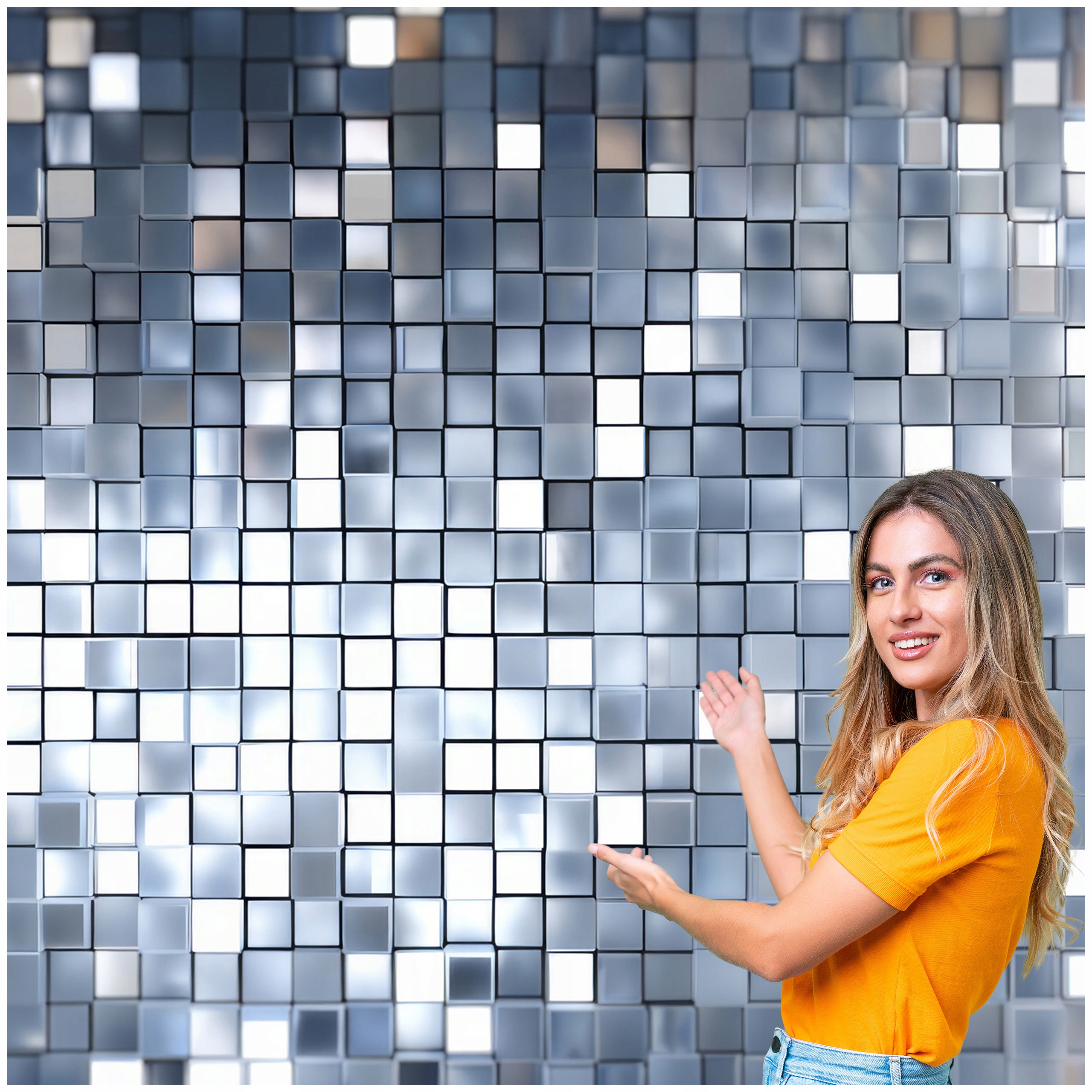 Fototapeta 3D Geometrické Pozadie Strieborné kryštály 392x260 GTA17F