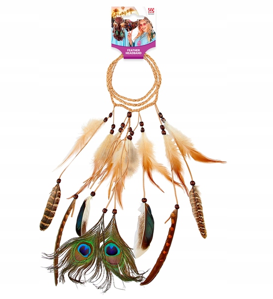 OPASKA INDIAŃSKA BRĄZOWA Z PIÓRKAMI PIÓRA Rodzaj opaska