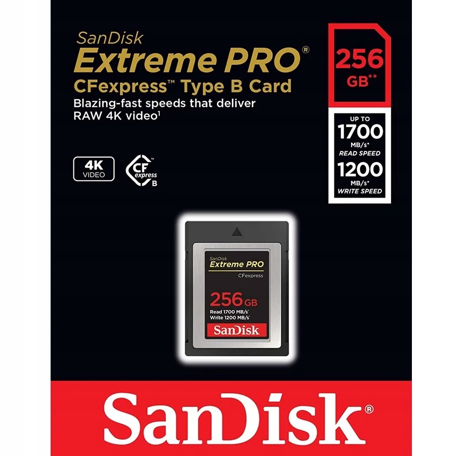 Karta SANDISK Extreme PRO CFexpress Type B 256GB Pojemność karty 256 GB