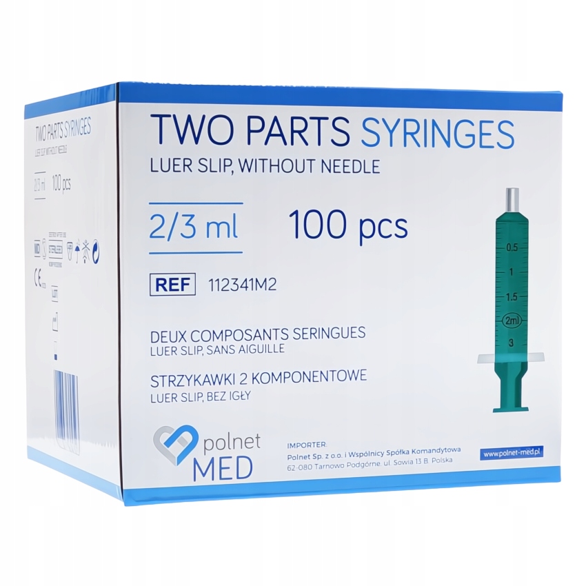 STRZYKAWKI STRZYKAWKA INIEKCYJNA STERYLNA DWUCZĘŚCIOWA 2ML100 SZTUK - 2 ML