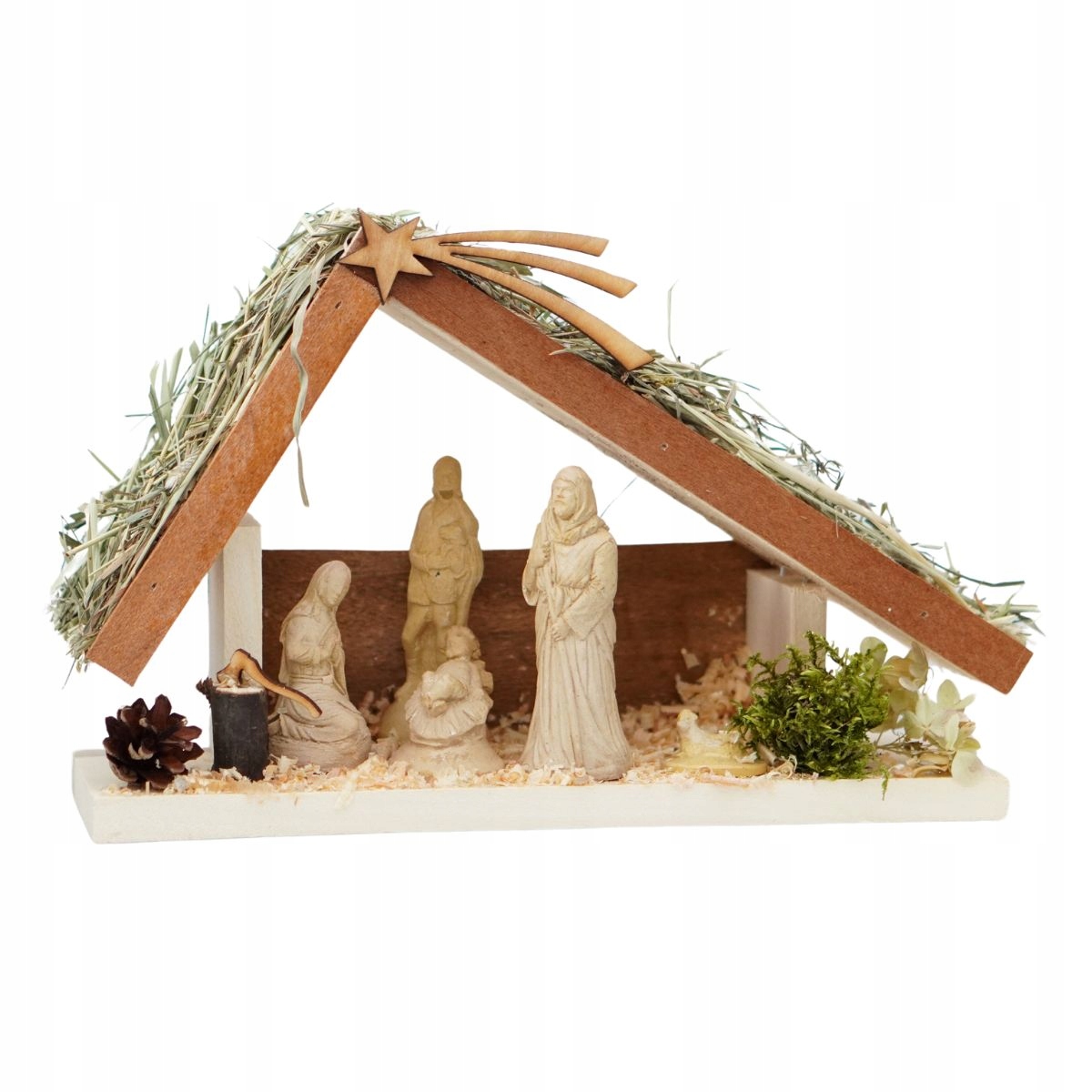 Betlém S Figurkami Svaté Rodiny Ze Dřeva, Malá Led Baterie Bonus