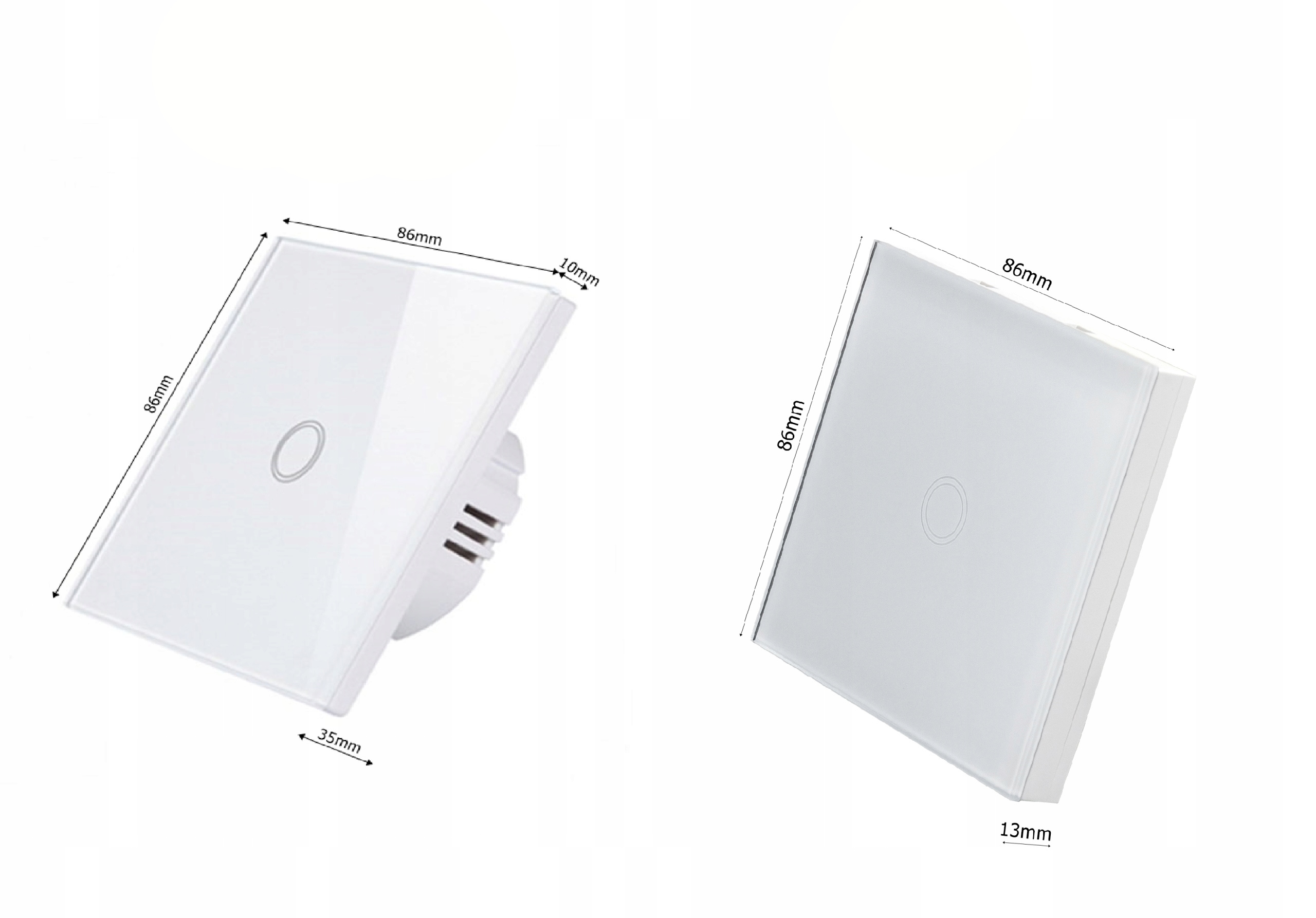 2x Dotykowy Szklany WŁĄCZNIK ŚWIATŁA LED SCHODOWY KRZYŻOWY LED Biały Typ Dotykowy Sterowany pilotem