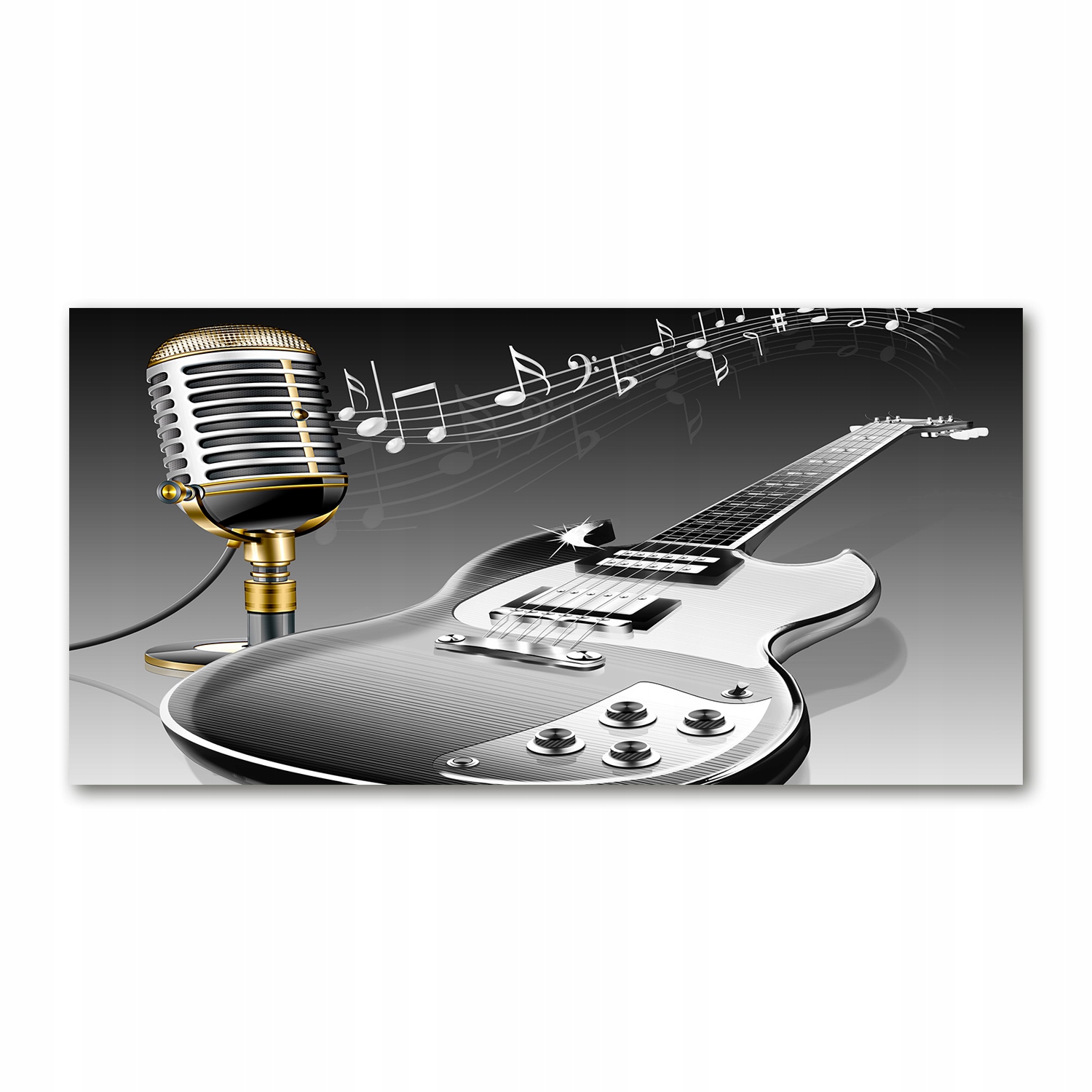 

Foto obraz szkło akryl Gitara i mikrofon 120X60 cm