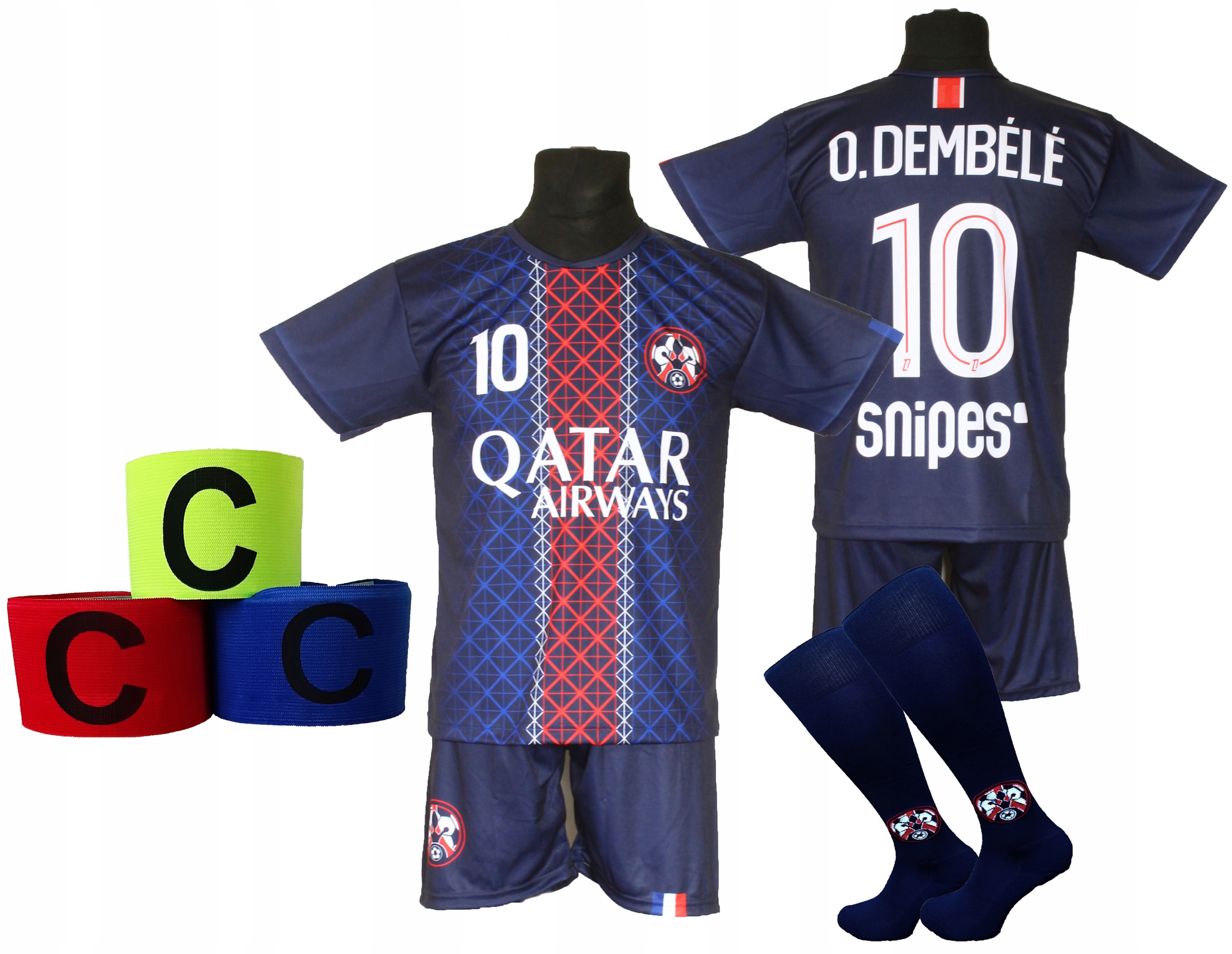 strój piłkarski dla dzieci Dembele getry opaska rozmiar 164