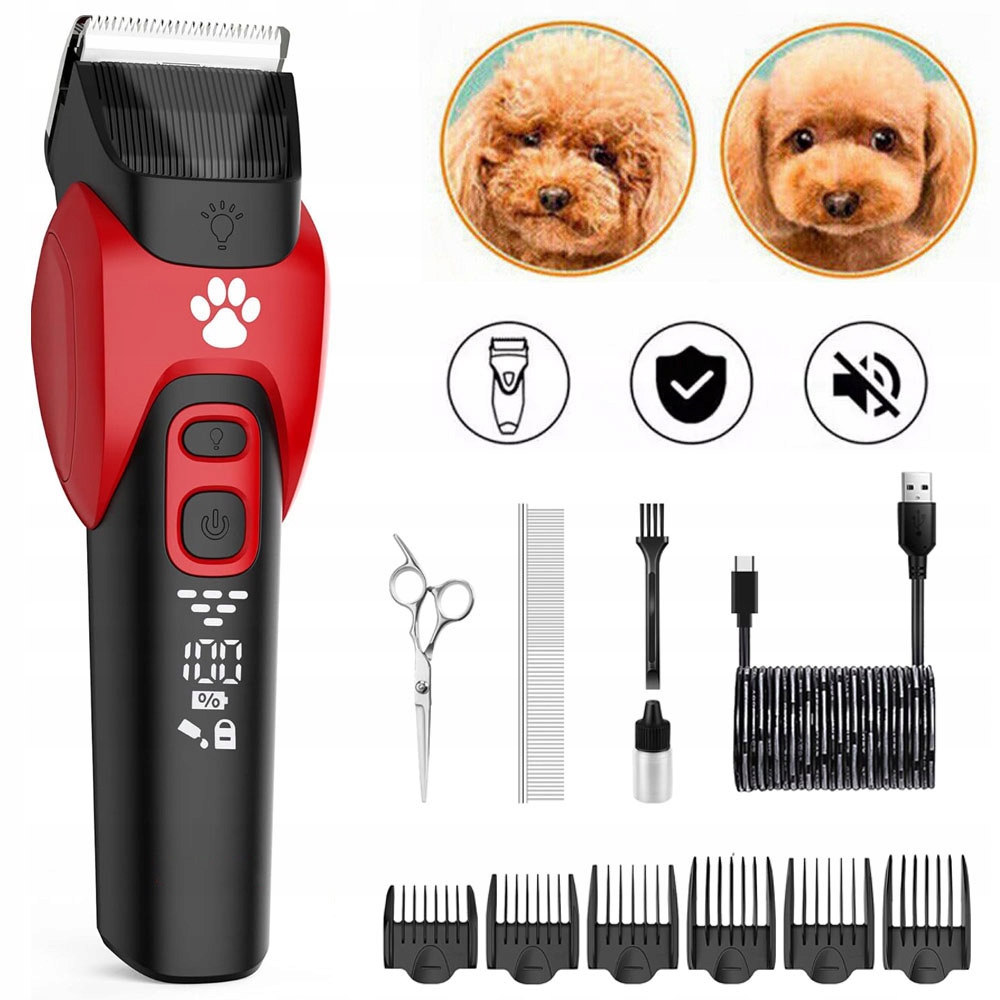 Levně Elektrický Zastřihovač Pro Psy, Kočky A Zvířata, Tichý Set 1200 Mah