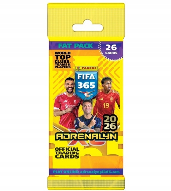 Adrenalyn XL Panini Fifa 365 2026 Duża saszetka Fatpack 26 kart piłkarskich