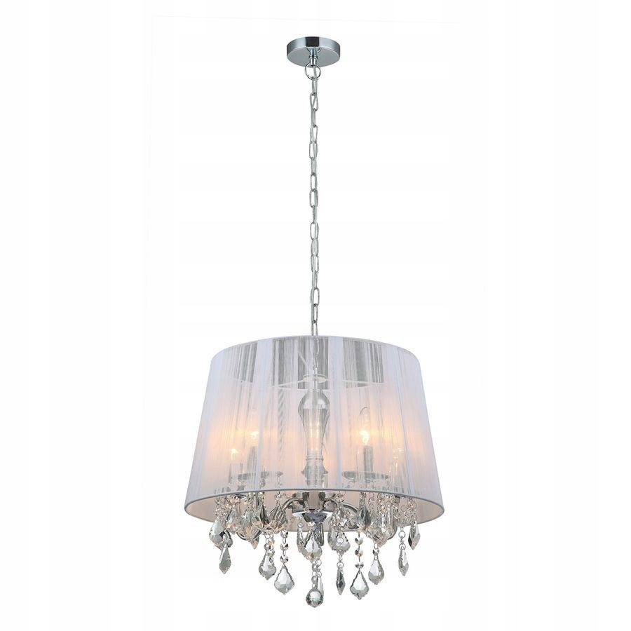 Závesná lampa Cornelia biela s glamour tienidlom