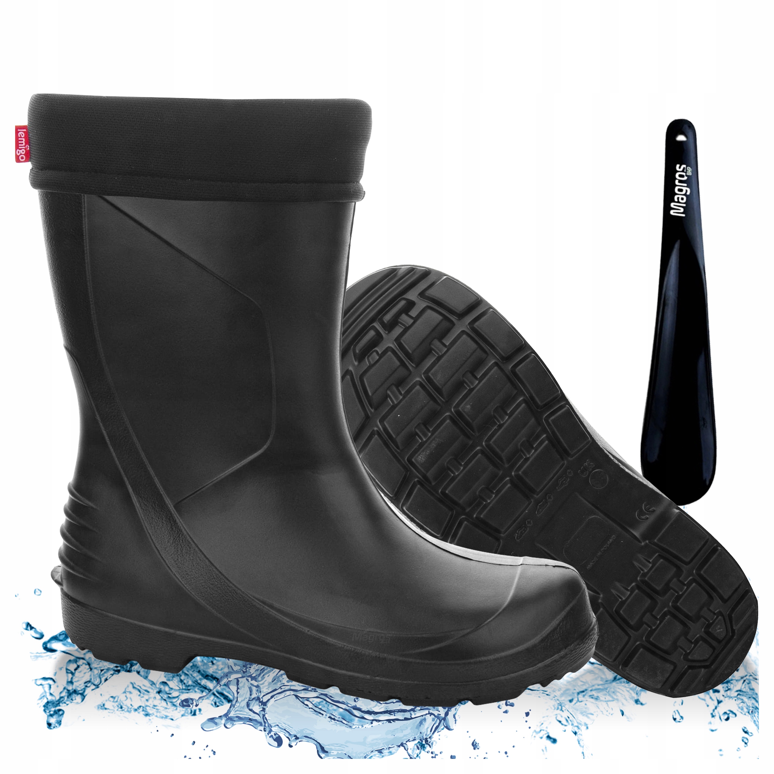 Kalosze Piankowe Eva Damskie Lekkie Stylowe Ciepłe Polskie Gumiaki Czarne