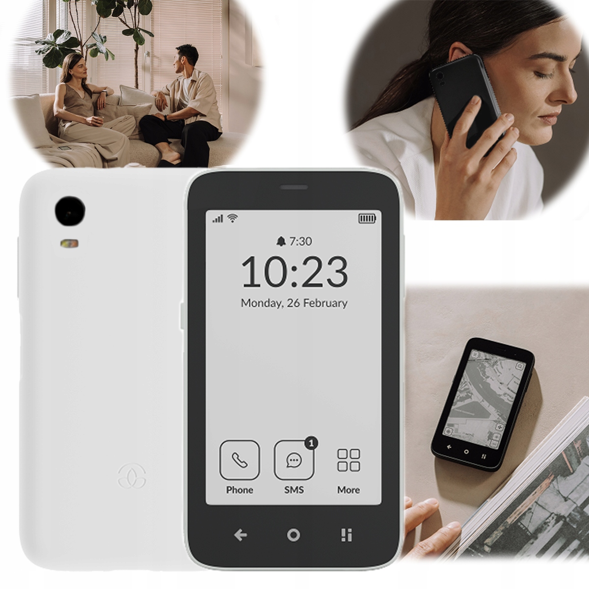 Mudita Kompakt Czytnik Telefon Biały E Ink DualSIM Długi Czas Pracy Prosty