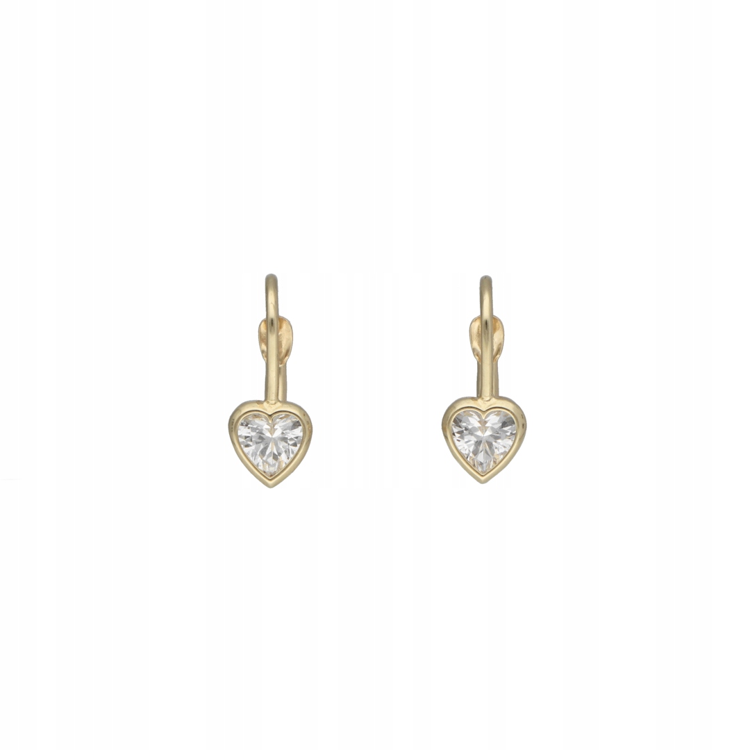 Náušnice srdíčka se zirkonem, zlato 585
