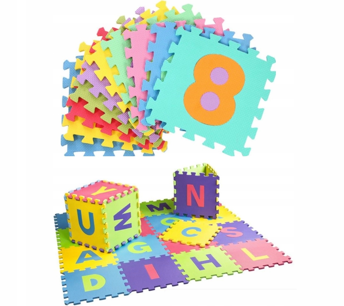 PUZZLE PIANKOWE GRUBA MATA PIANKOWA EDUKACYJNA NA PODLOGĘ CYFRY LITERY XXL Marka inna