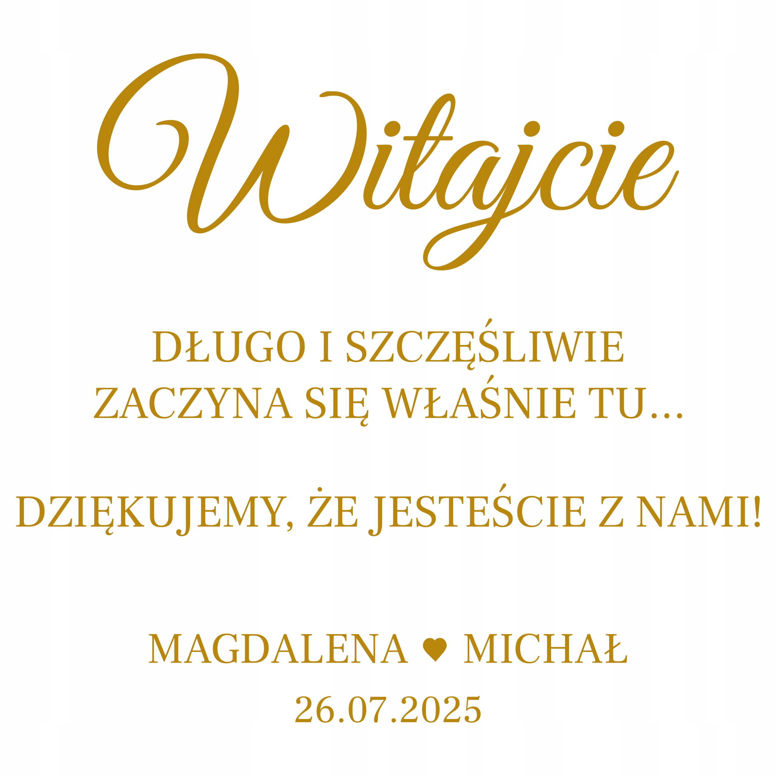 naklejka napis Witajcie Twoje imiona i data 50x45 Marka Commelin