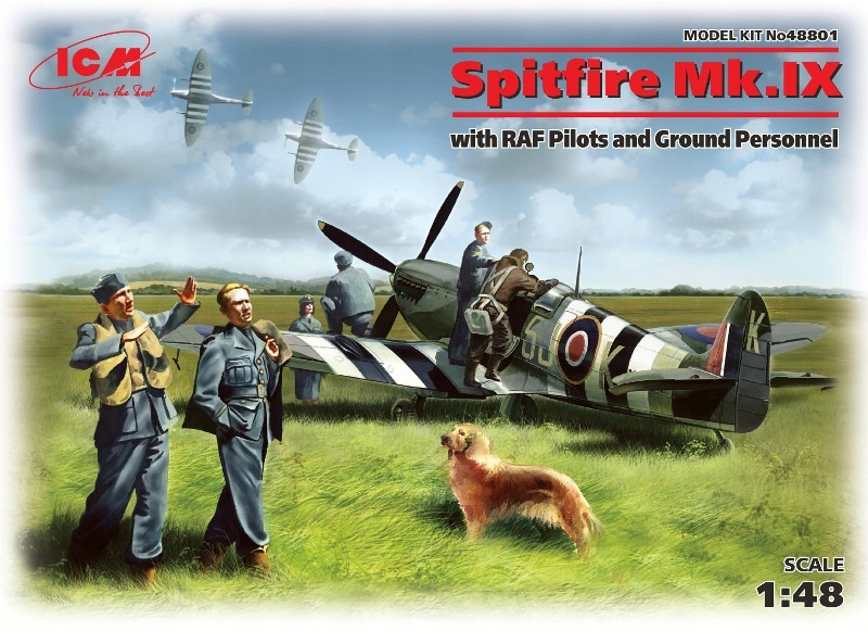 Spitfire Mk.IX s piloty Raf a pozemním personálem 1:48