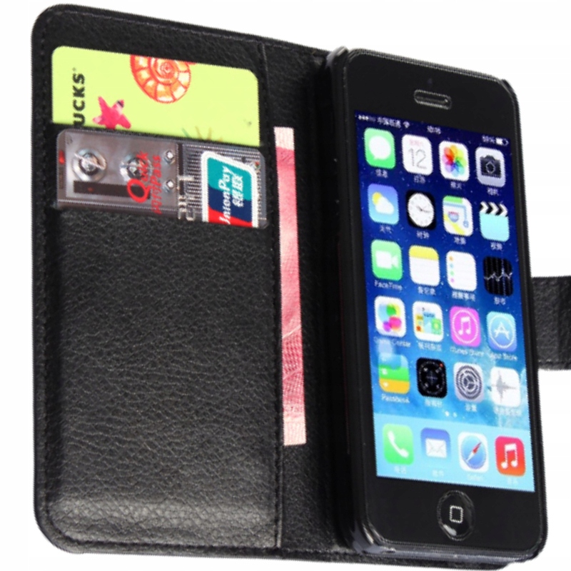 

Etui Z Klapką Portfel Litchi Do Iphone 5/5S/SE