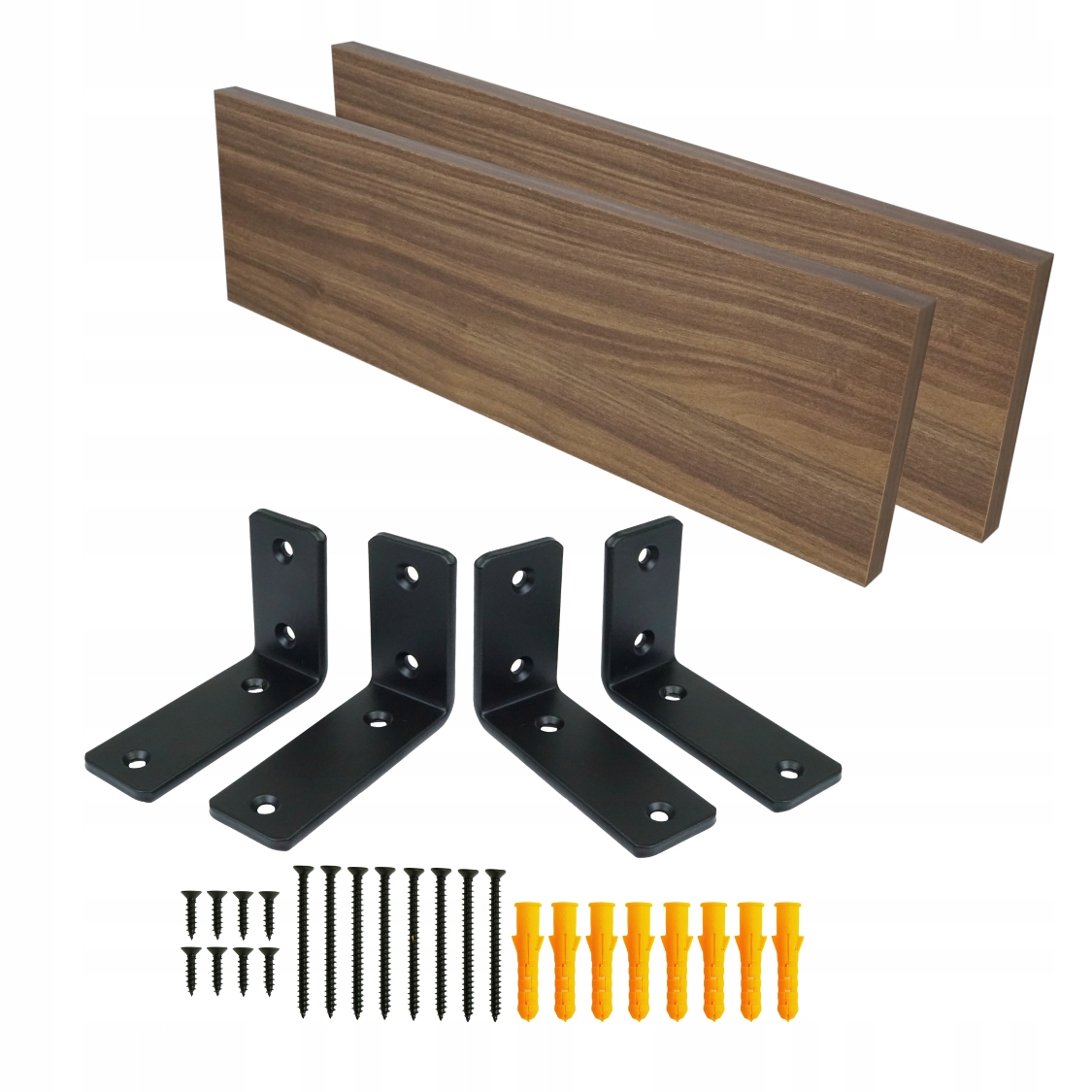 2x nástěnná police ořech 500 mm laminovaná deska formát nábytku držák