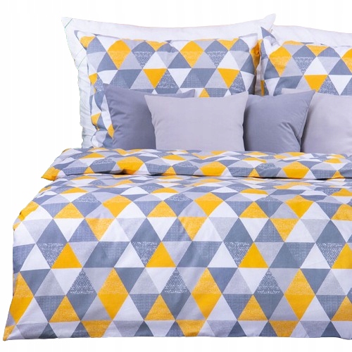 Bavlna Povlečení Hořčicově modré trojúhelníky 140X200 CM