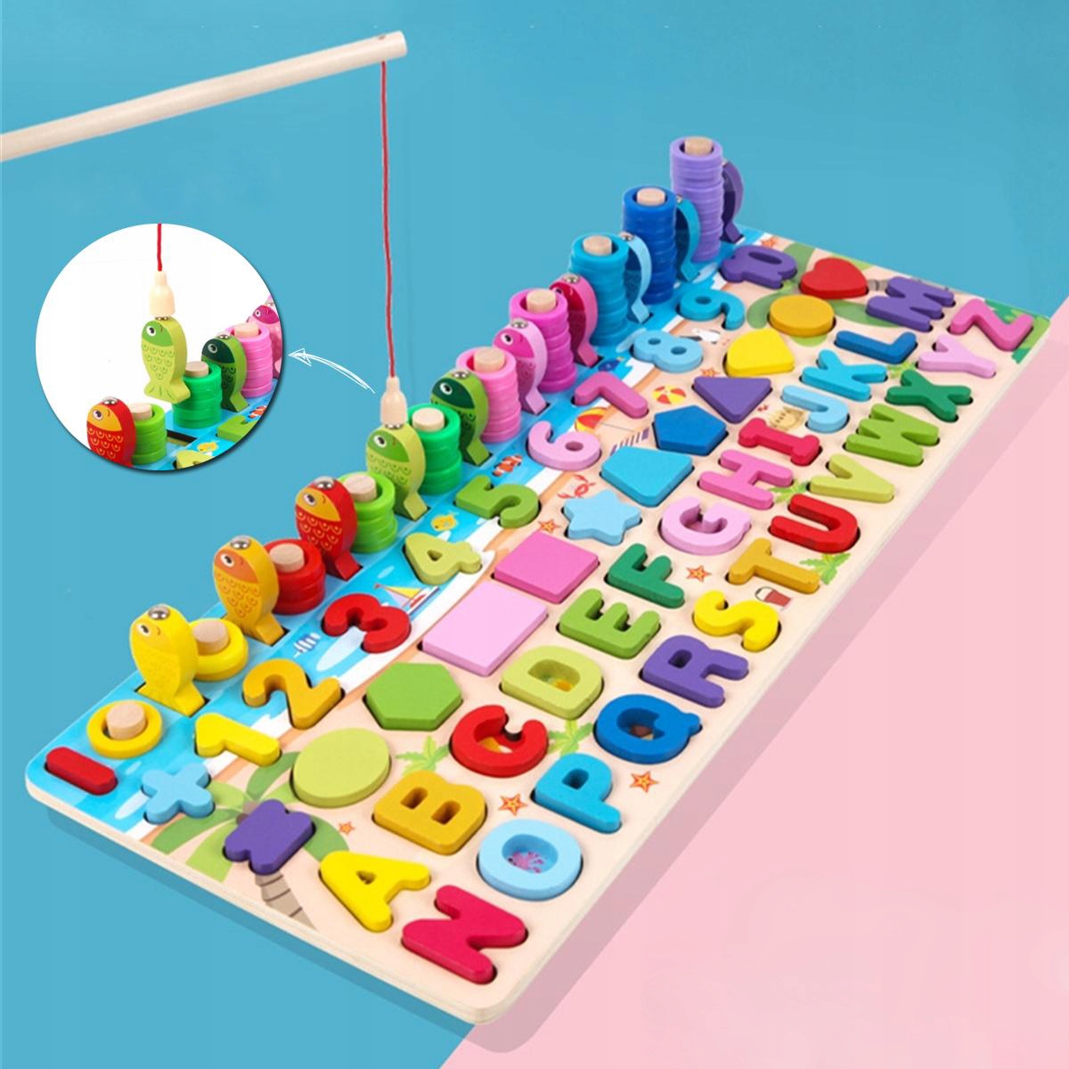 

Drewniane Rybki Cyfry Sorter Liczydło Montessori