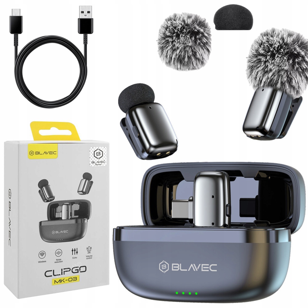Blavec MK-03 2x Kravatový mikrofon Přijímač Usb-c Pouzdro na telefon Set