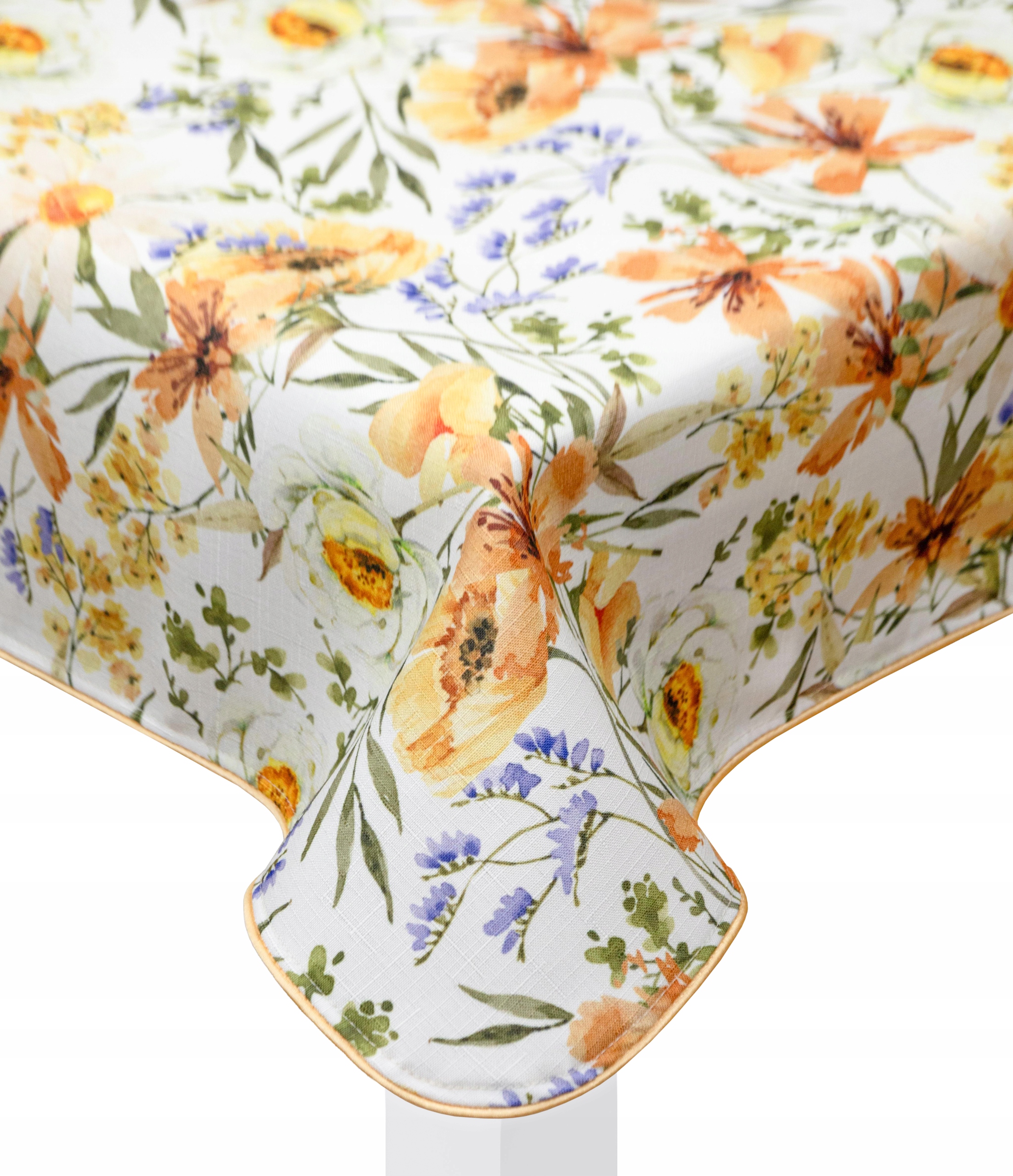 Kwiatowy pomarańczowy obrus wiosenny pastelowy jasny plamoodporny 90X90