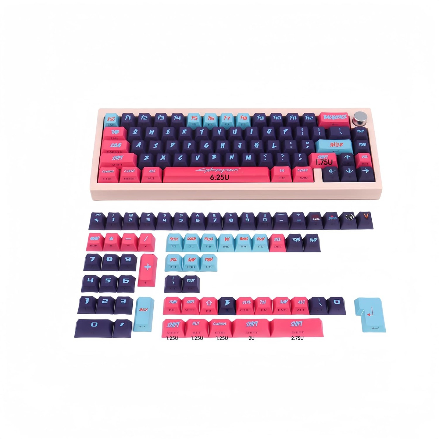 Klawisze do Klawiatury Mechanicznej Pbt Profile Cherry 130szt Cyber Punk Pi