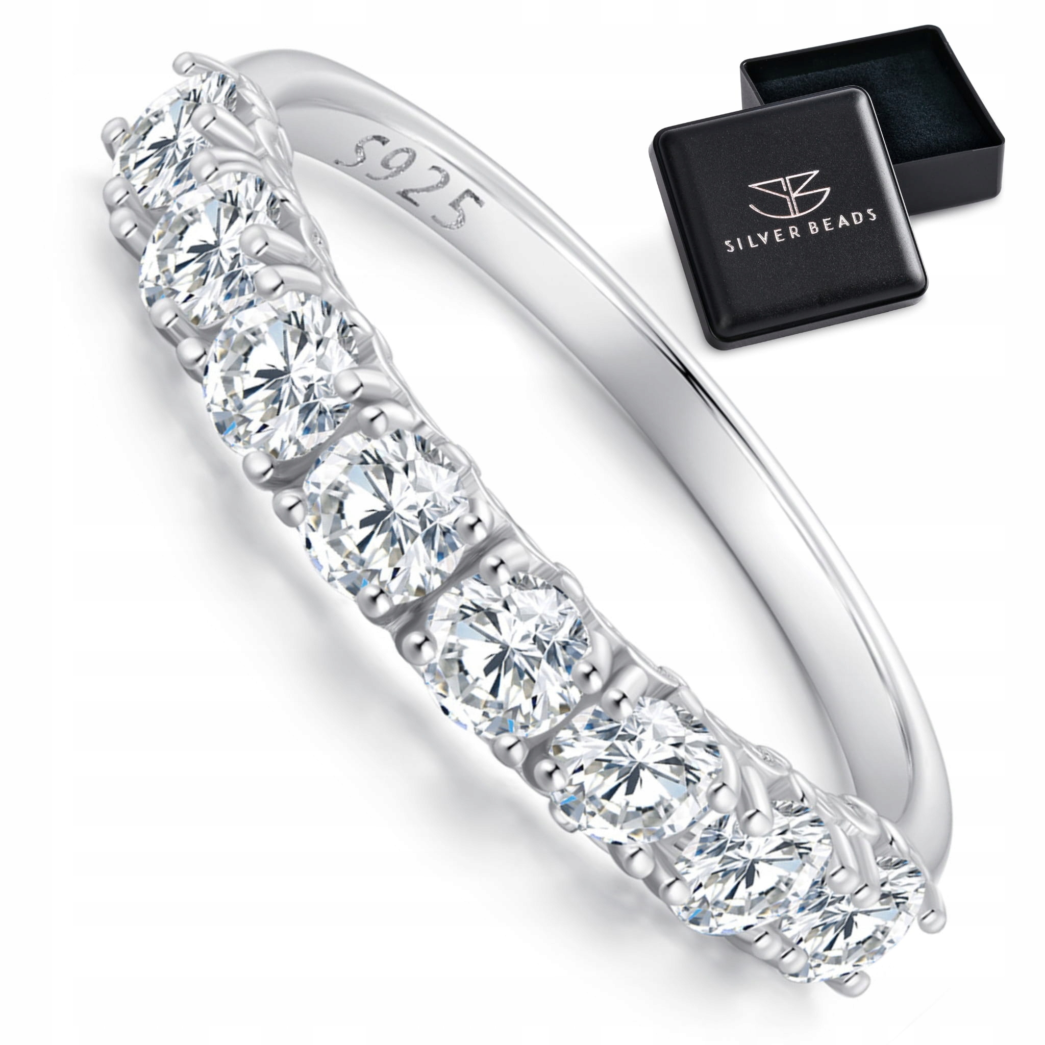 PM0916 Srebrny pierścionek R16 Moissanit 8 x 0,1ct srebro 925