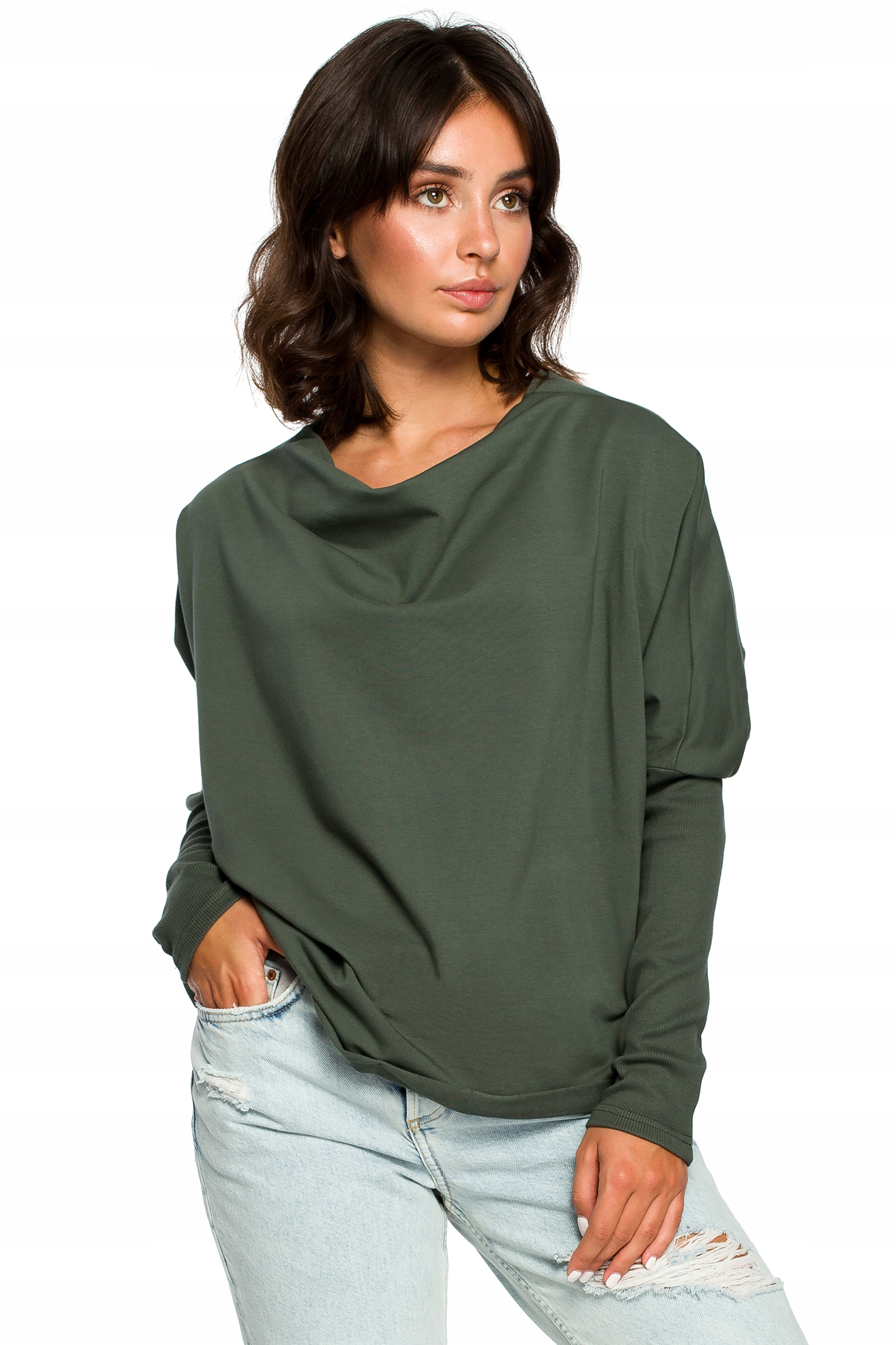 

B094 Bluza z dekoltem z tyłu - zielona S/m