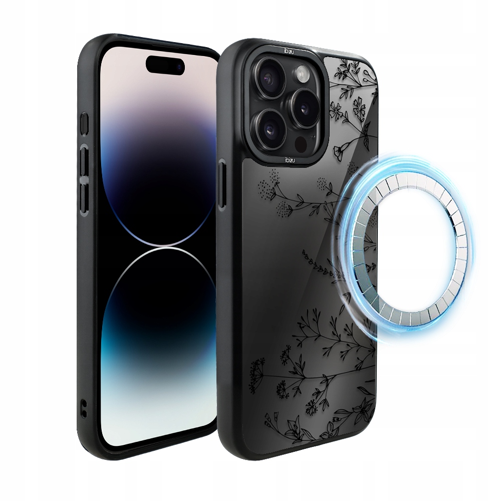 Pouzdro pro iPhone 14 Pro Max Ibizu DropGuard Matt s MagSafe, dotyk květin
