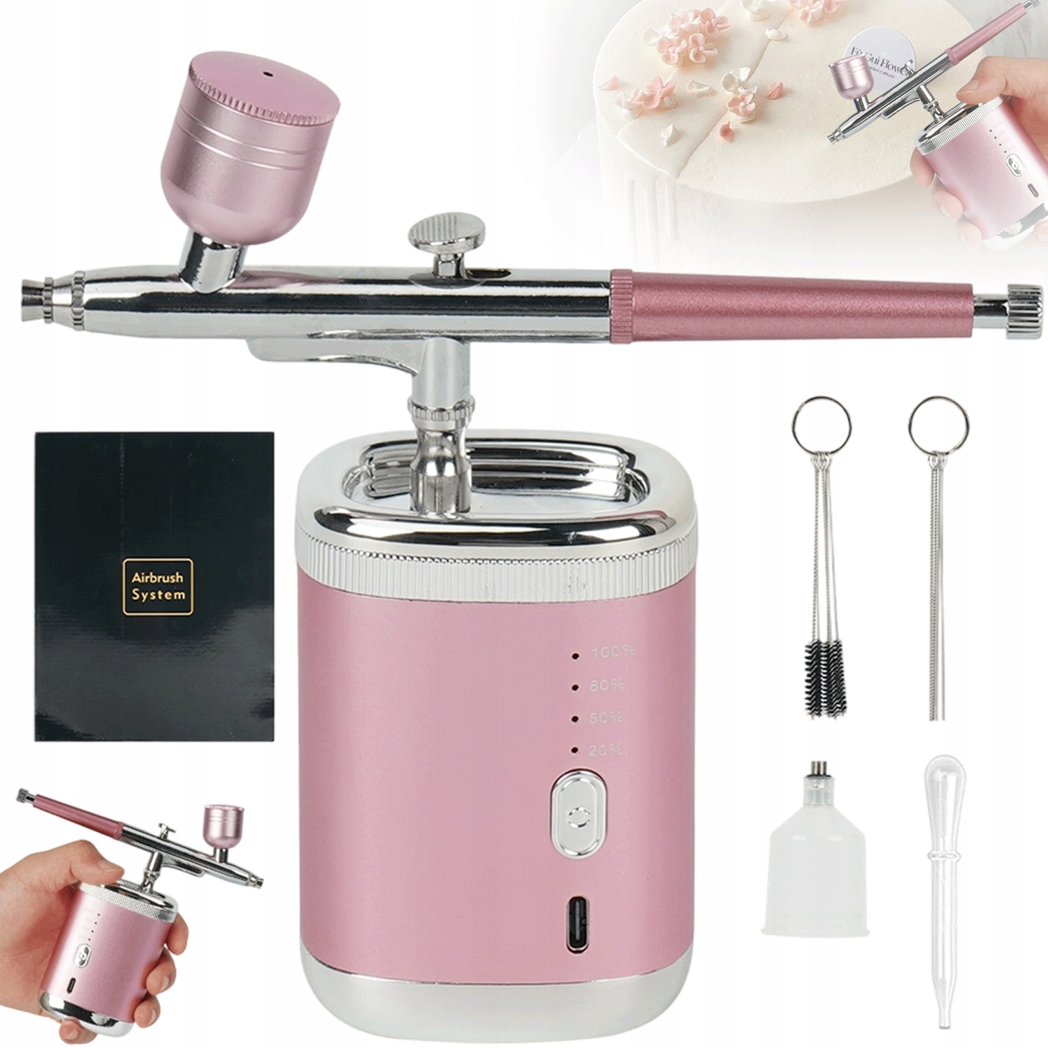 Sada Bezdrátového Airbrushe S Černým Kompresorem A Vybarvováním