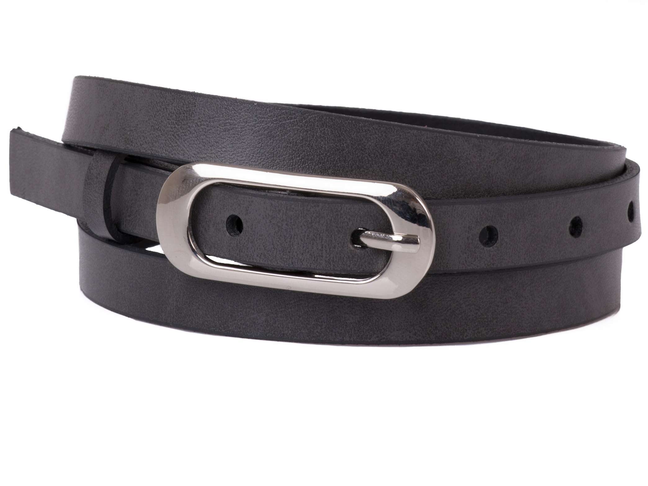 

Damski Skórzany pasek 1,5cm Grafitowy |105obw