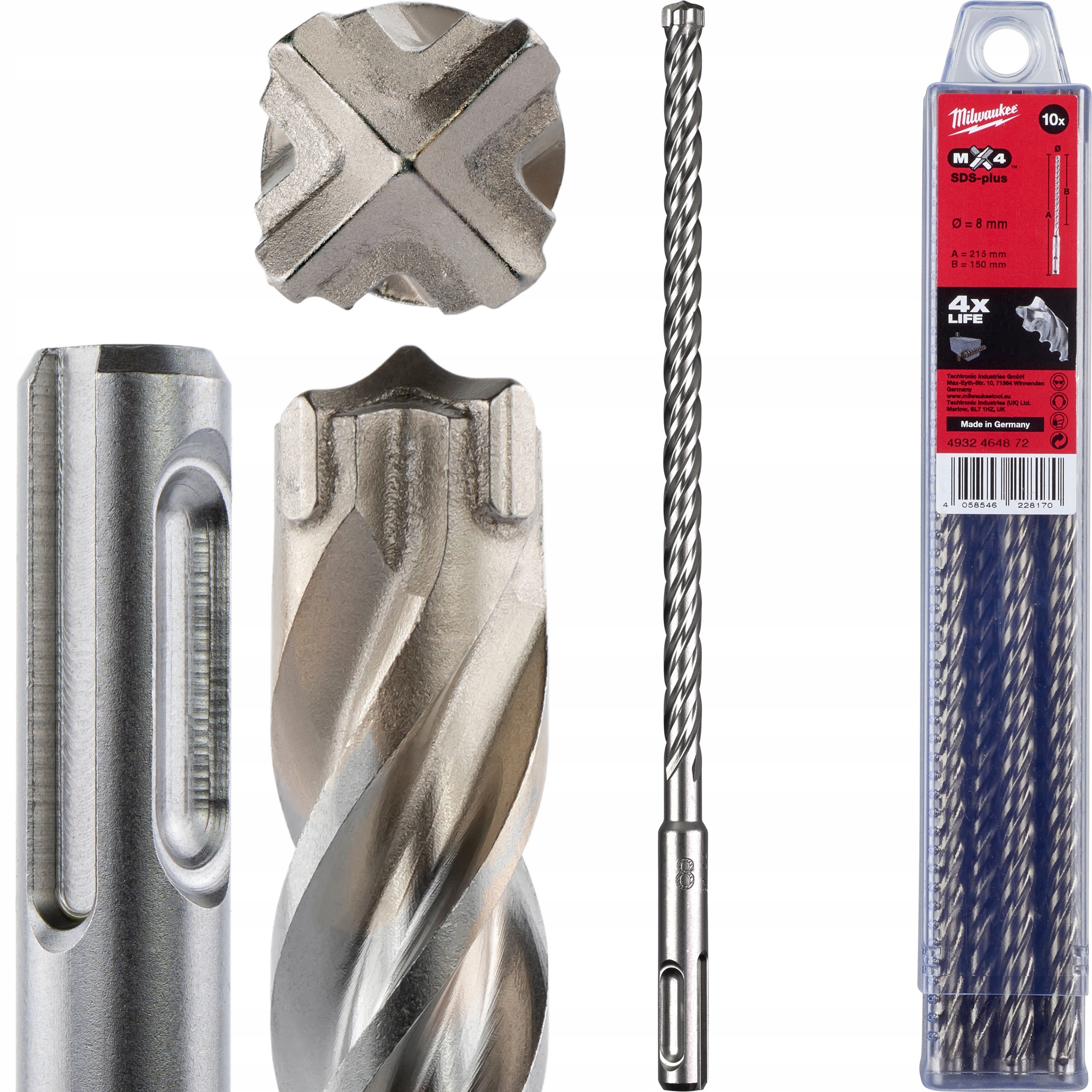 Vrtáky do betonu Sds Plus 8 x 150/215 mm 10 ks Milwaukee MX4