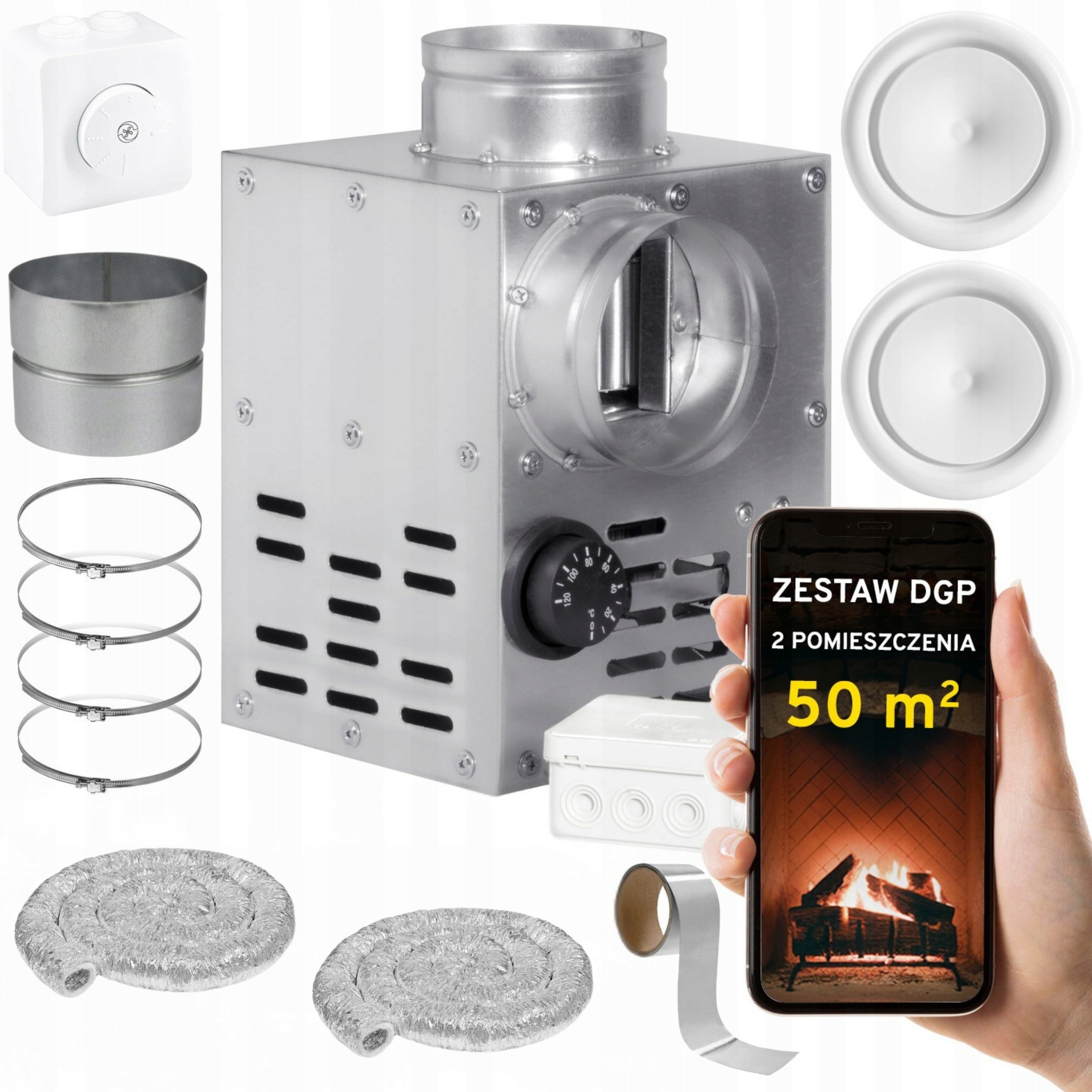 Komínová Turbína Ventilátor Komínový Set Dgp 2 miestnosti 50 m2